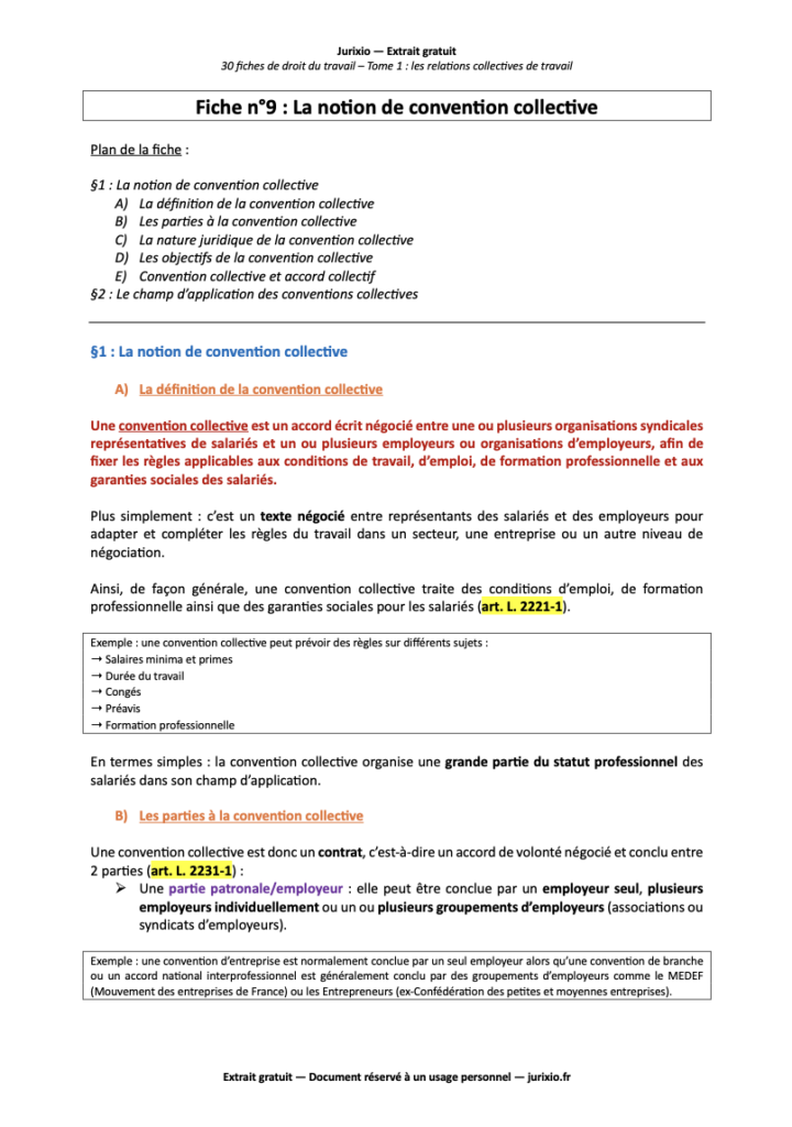 Fiches de droit du travail - Les relations collectives de travail (2027) - Le pack intégral de 30 fiches 1 relations collectives de travail jurixio 1