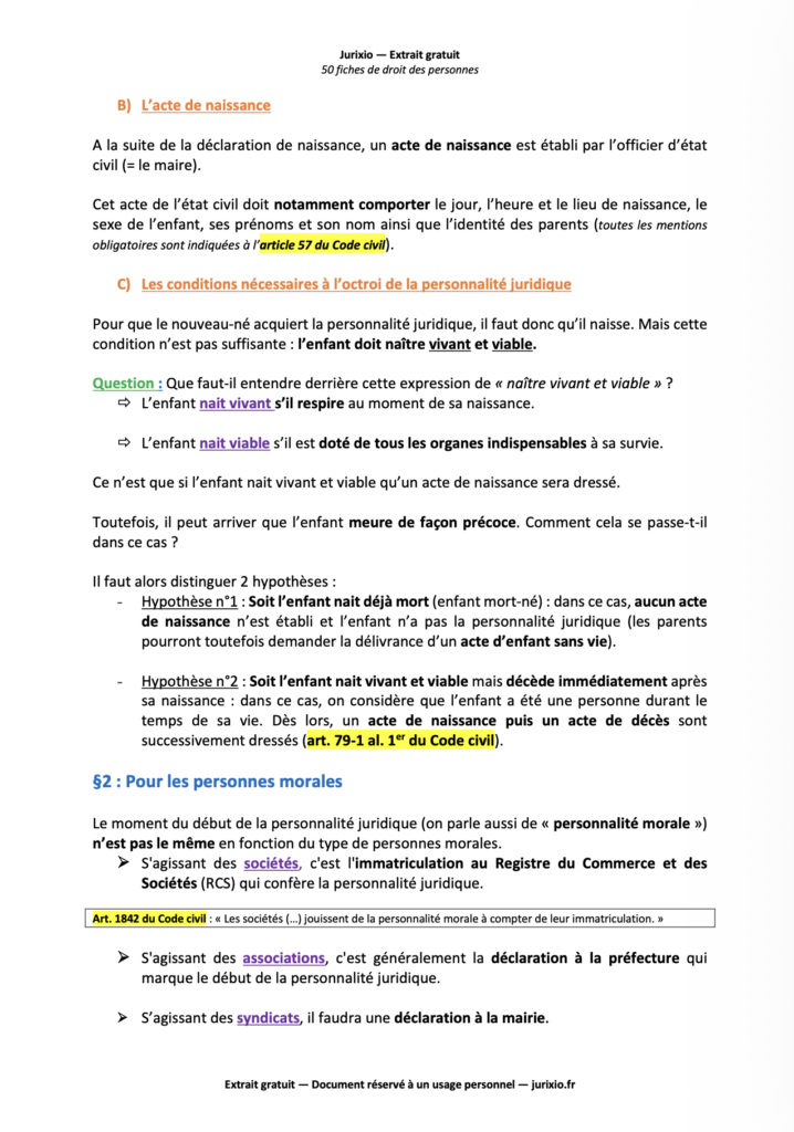 Fiches droit des personnes