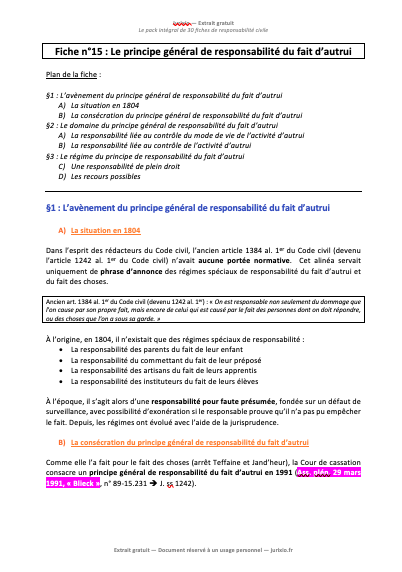 Fiches de responsabilité civile (2026) - Le pack intégral de 30 fiches 1 fiches de responsabilite civile jurixio 1 1