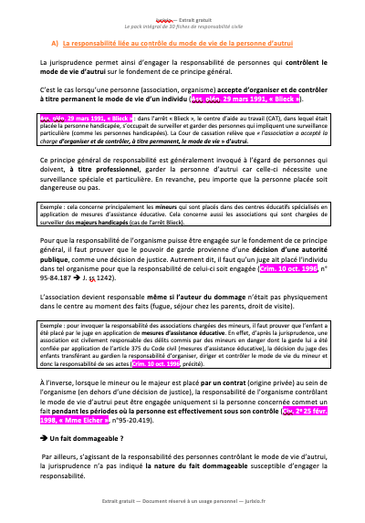Fiches de responsabilité civile (2026) - Le pack intégral de 30 fiches 3 fiches de responsabilite civile jurixio 13