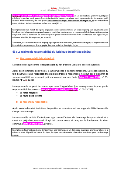 Fiches de responsabilité civile (2026) - Le pack intégral de 30 fiches 5 fiches de responsabilite civile jurixio 15