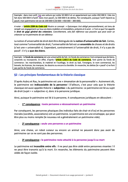 Fiches de droit des biens (2026) - Le pack intégral de 50 fiches 2 fiches droit des biens jurixio 3