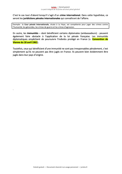 Fiches de droit pénal général (2026) - Le pack intégral de 50 fiches 4 fiches droit penal general jurixio 4