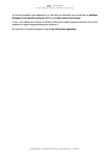Fiches institutions européennes (2026) - Le pack intégral de 30 fiches 3 fiches institutions europeennes jurixio 4