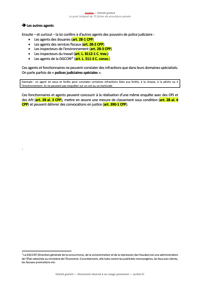 Fiches de procédure pénale (2026) - Le pack intégral de 75 fiches 5 fiches procedure penale jurixio 1 5