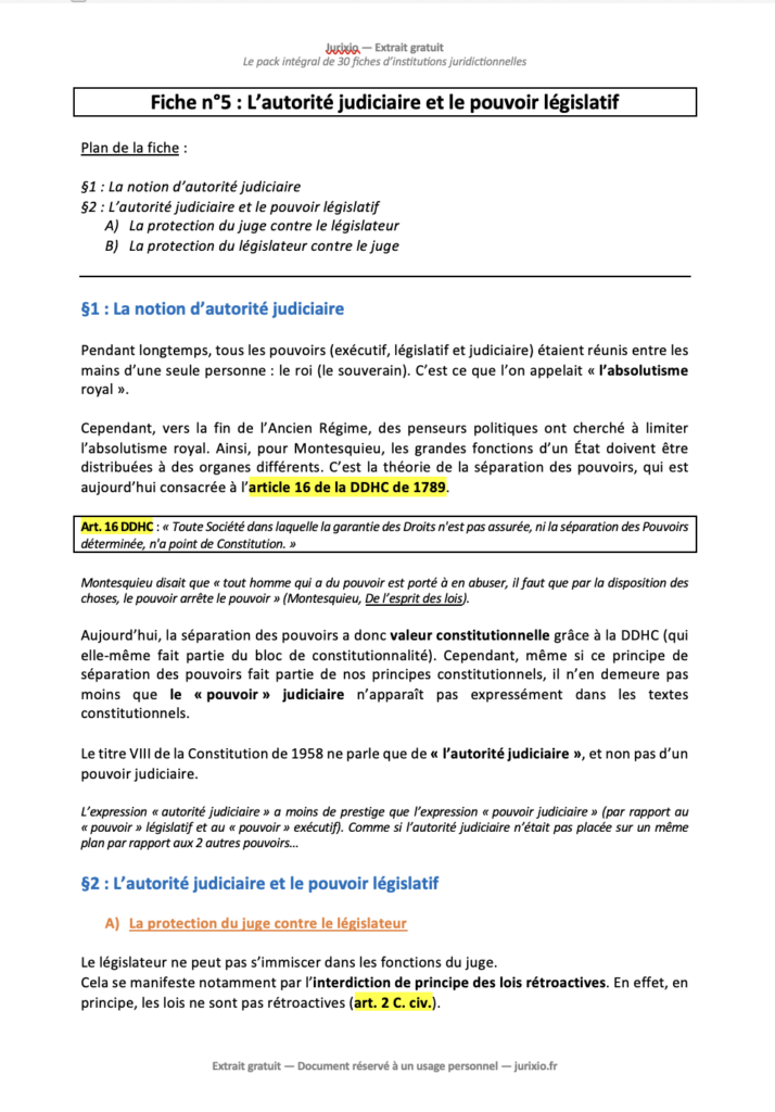 Fiches d'institutions juridictionnelles (2026) - Le pack intégral de 30 fiches 1 institutions juridictionnelles pdf jurixio