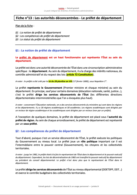 Fiches institutions administratives (2026) - Le pack intégral de 30 fiches 1 Institutions administratives 1