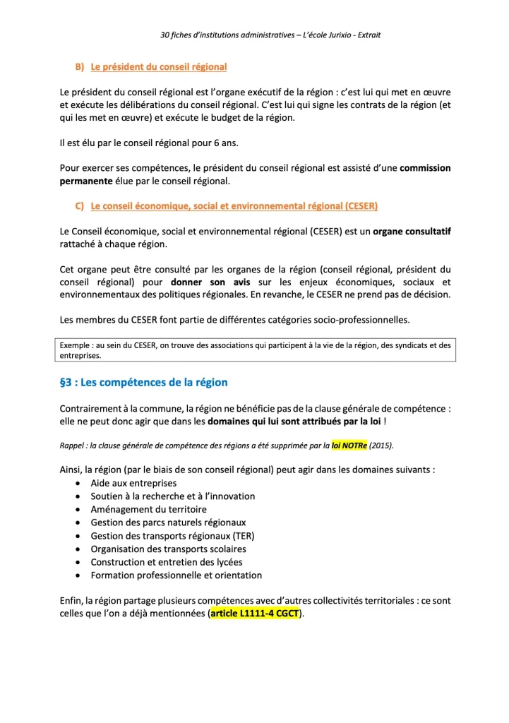 fiches institutions administratives extraits
