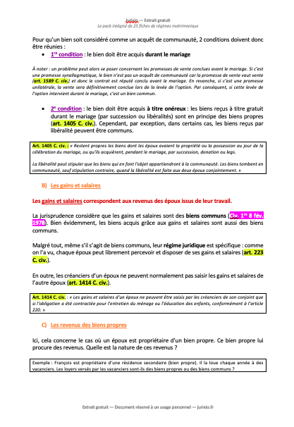 Fiches de régimes matrimoniaux (2026) - Le pack intégral de 25 fiches 2 fiches regimes matrimoniaux jurixio 2