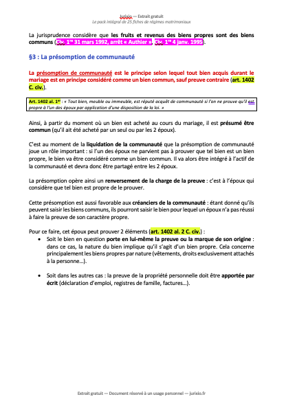 Fiches de régimes matrimoniaux (2026) - Le pack intégral de 25 fiches 3 fiches regimes matrimoniaux jurixio 3