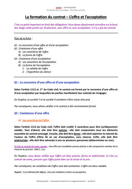 Protocoles de cas pratique en droit des contrats 2 protocoles cas pratique droit des contrats